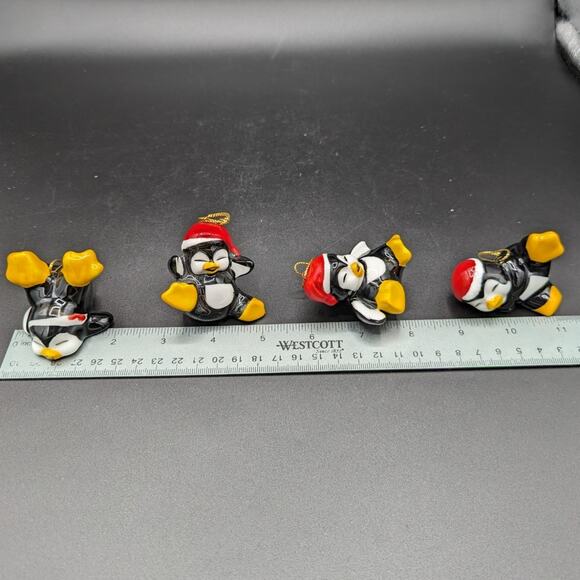 4 Vintage Penguin Christmas Ornaments Holiday Ceramic Cutesy Playful Japan? - Picture 11 of 16